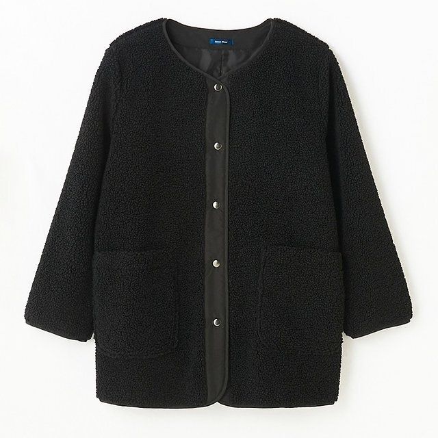 しまむらおかだゆりノーカラーボアコート