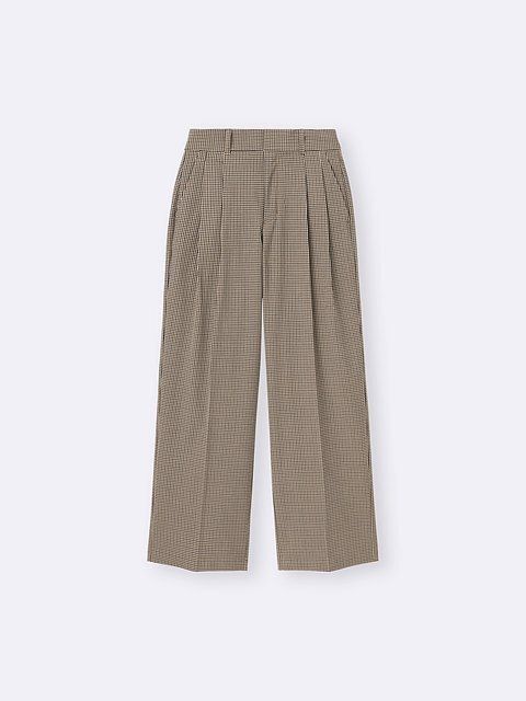 GUのタックワイドチェックパンツ