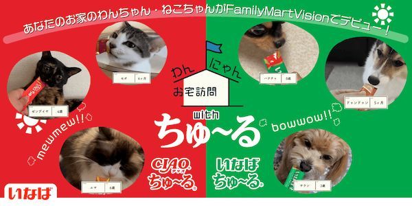 愛犬・愛猫の“ちゅ～るを食べる姿”を全国へ！ファミマ店内番組とのコラボで動画募集中