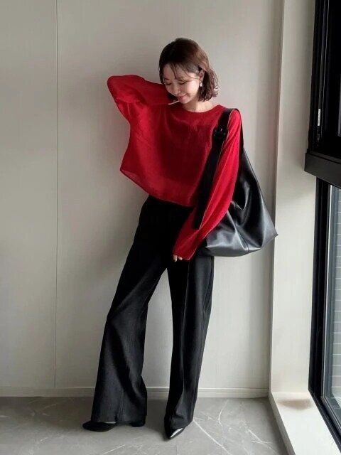 2025秋冬ユニクロブラッシュドジャージーワイドパンツお手本コーデ