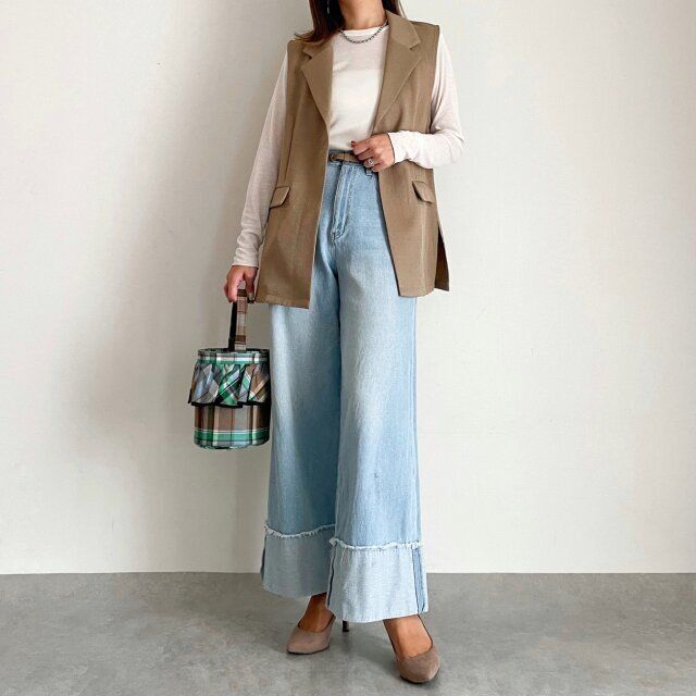 【OKコーデ①】ジレ×デニムでオシャレ度UPコーデ