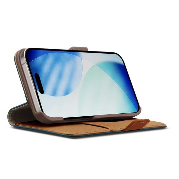 iPhone 17用 フリップカバー（ブルー）スタンド