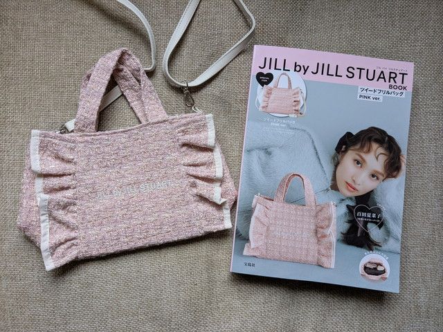 ジルスチュアートツイードフリルバッグpinkver