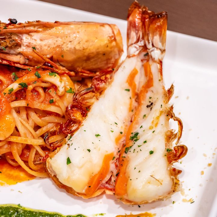 ハウステンボス／ピノキオ「天然大海老のトマトソースリングイネ」大海老