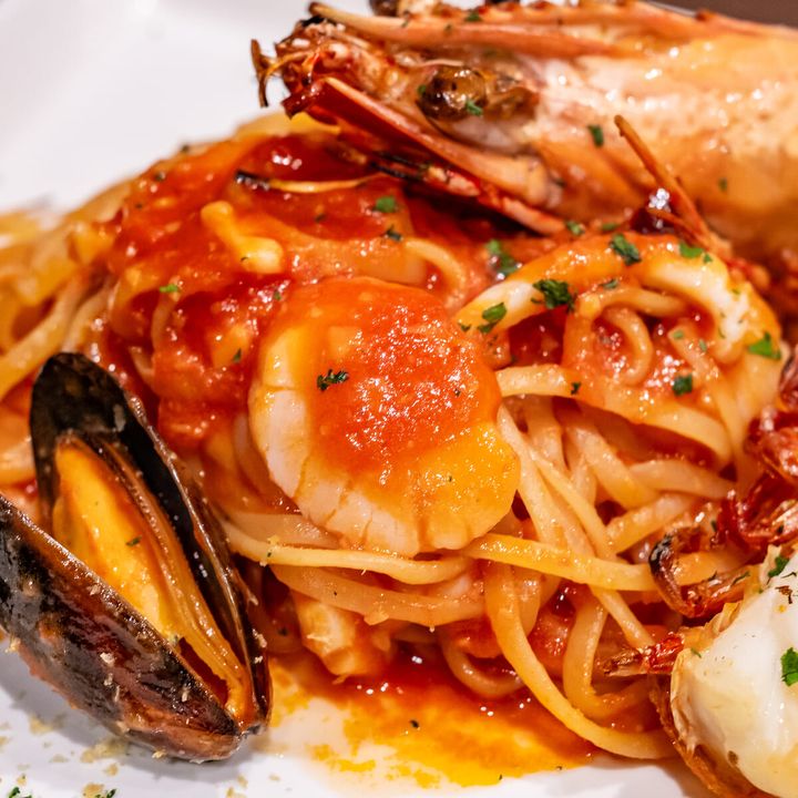 ハウステンボス／ピノキオ「天然大海老のトマトソースリングイネ」海老