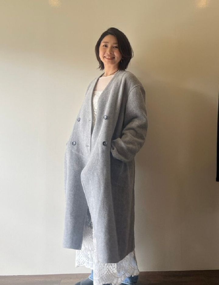 カシミヤ混ダブルブレストコート