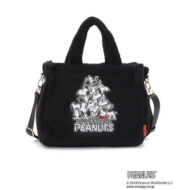 「【PEANUTS】ボアスクエアトート(ブラック)」(6047円)