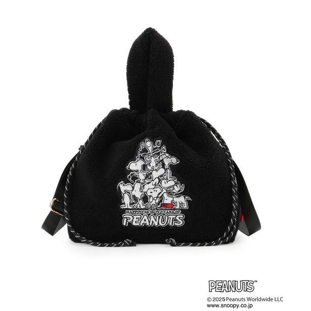 「【PEANUTS】ボア巾着トート(ブラック)」(5497円)