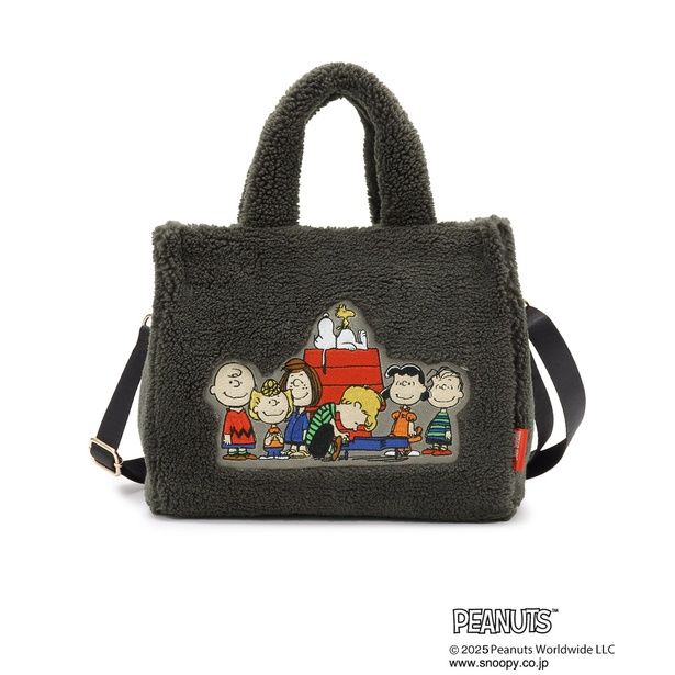 「【PEANUTS】ボアスクエアトート(チャコールグレー)」(6047円)