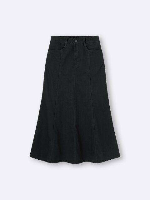 2025gu冬値下げ黒フレアマキシスカート