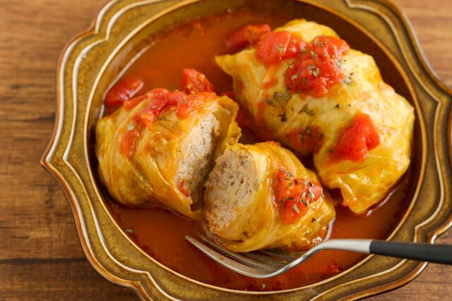 ロールキャベツ 半分に切る