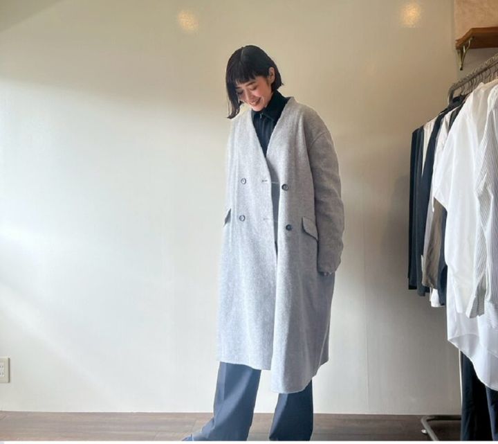 ムジラボカシミヤ混ダブルブレストコート