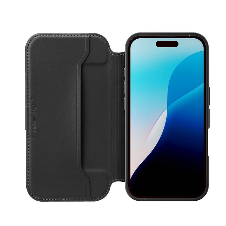 iPhone 17用 ガラスフリップケース（ブラック）内側