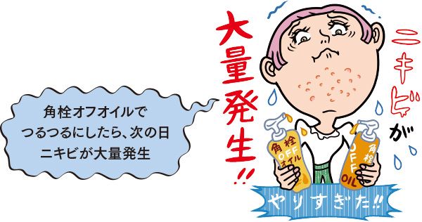 角栓オフオイルでつるつるにしたら、次の日ニキビが大量発生