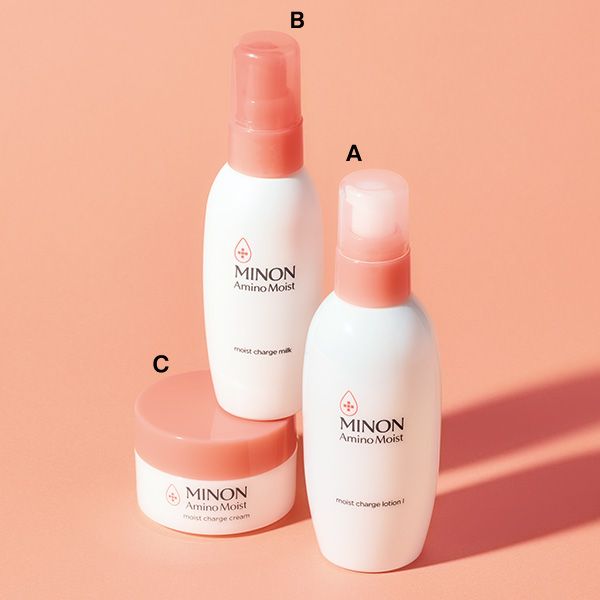 【A】モイストチャージ ローション 【B】モイストチャージ ミルク 【C】モイストチャージ クリーム