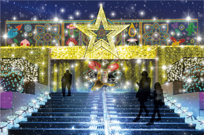 アクロス福岡イルミネーション こびとづかんコラボ