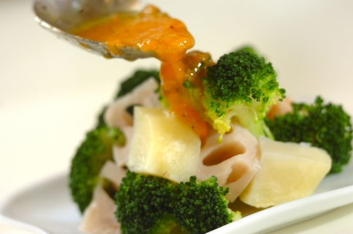 温野菜の甘酒ドレッシングがけの作り方2