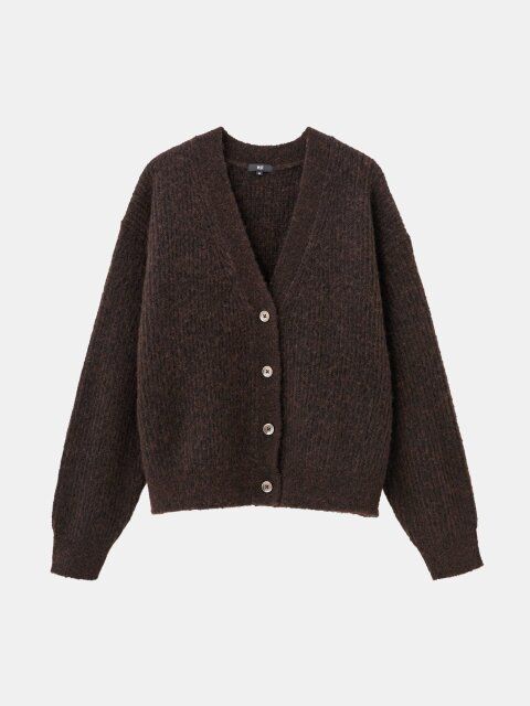 2025秋冬plst女性ブラッシュドヤーンVネックカーディガン