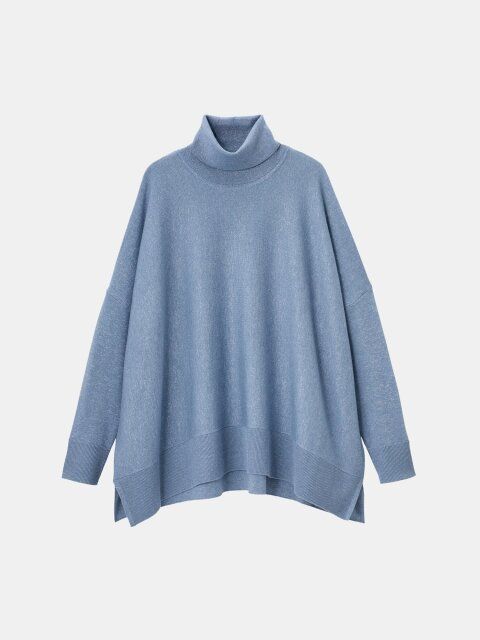 2025秋冬plst女性ラメポンチョセーター