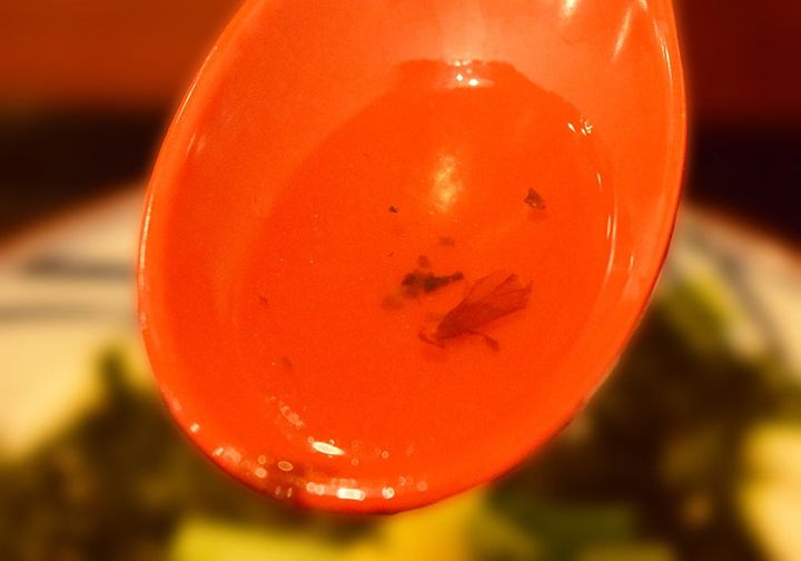 うどんのだしは、貝のやさしい旨味をベースに、あさり天や海苔の旨味、そしてゆずの華やかな香りが重なり合っています。