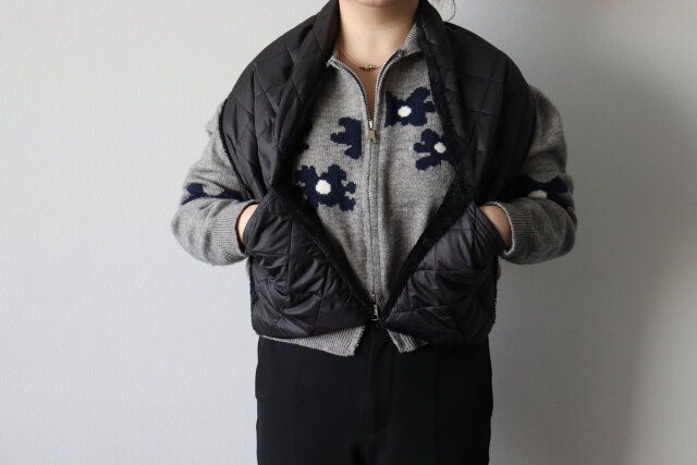 ロング裏ボアマフラー（格子柄、ポケット付） ポケット