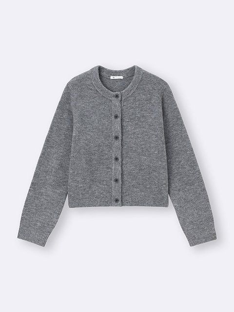 GUのパフニットクルーネックカーディガン