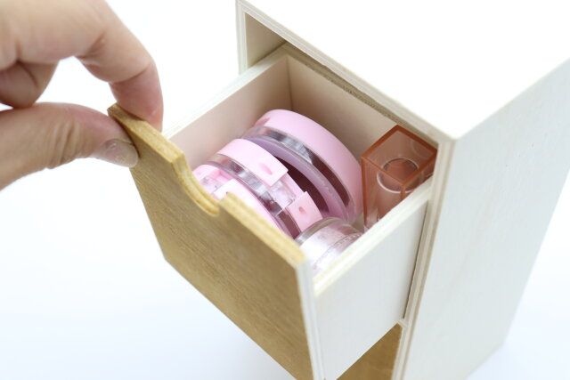 2段引き出し木製収納 コスメ収納