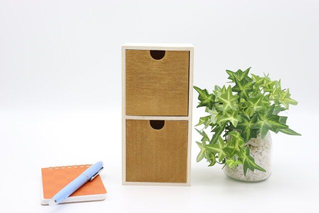 2段引き出し木製収納 インテリア