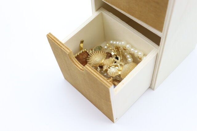 2段引き出し木製収納 アクセサリー収納