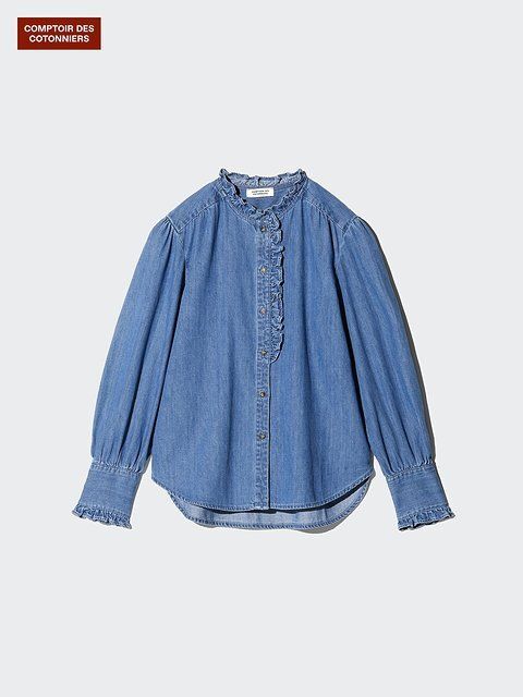 ユニクロのデニムフリルシャツ