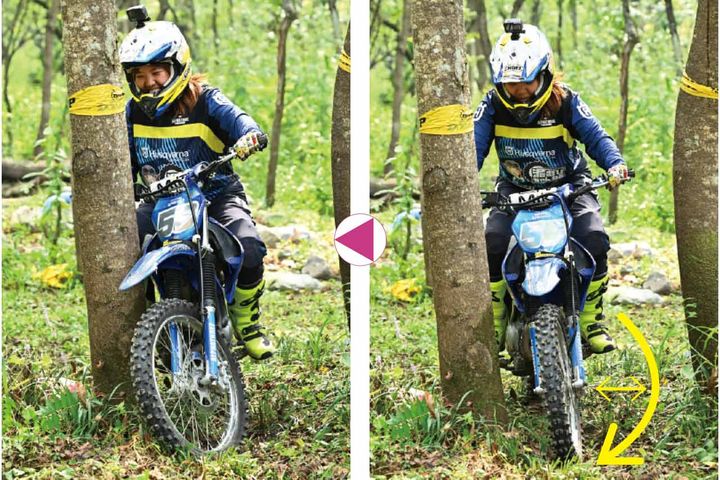 【トライアルISA野崎史高選手のトラテク】ハンドル幅以下の木々の間を軽快に抜けて、林間で差をつける Part01