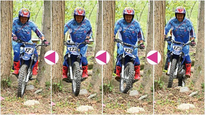 【トライアルISA野崎史高選手のトラテク】ハンドル幅以下の木々の間を軽快に抜けて、林間で差をつける Part01