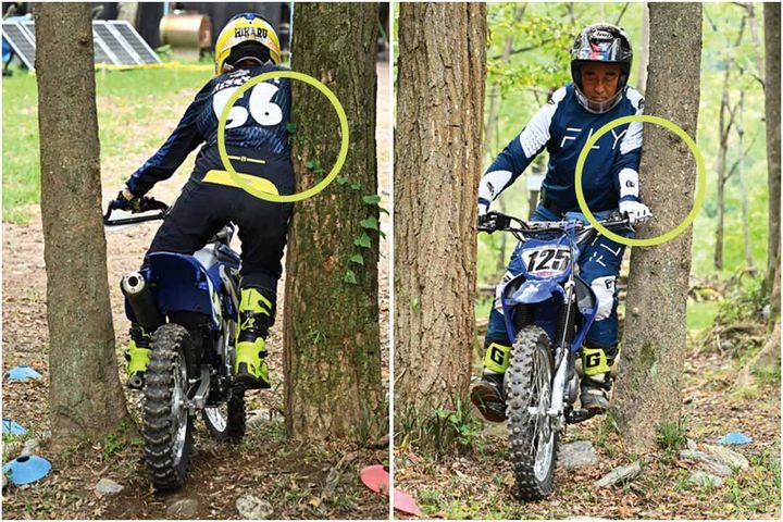 【トライアルISA野崎史高選手のトラテク】ハンドル幅以下の木々の間を軽快に抜けて、林間で差をつける Part01