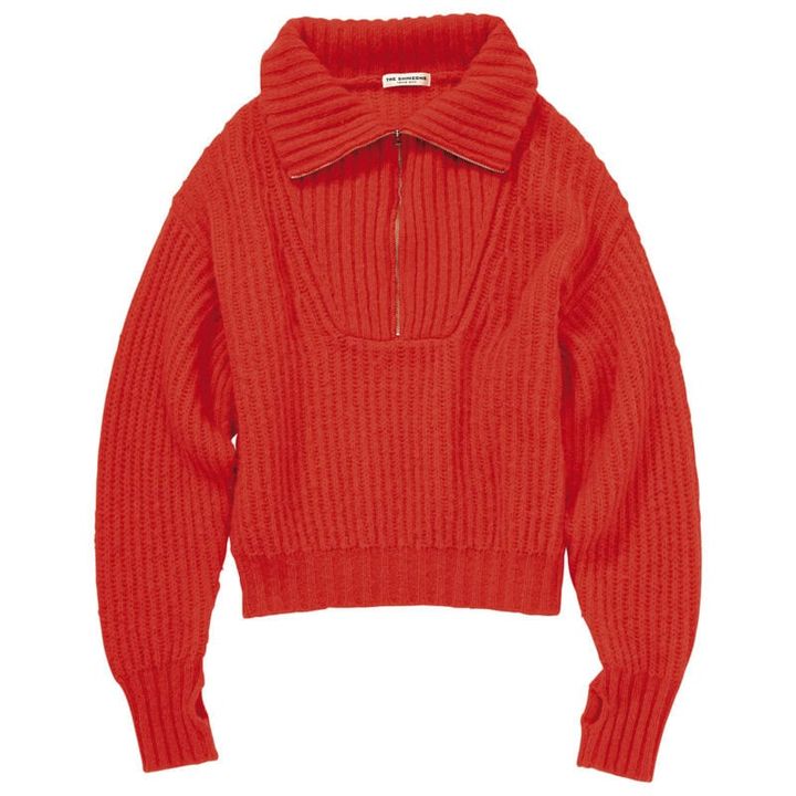 スポーティなハーフジップも発色のいいオレンジで映え感重視。ニット￥49,500（ザ シンゾーン／シンゾーン ルミネ新宿店）