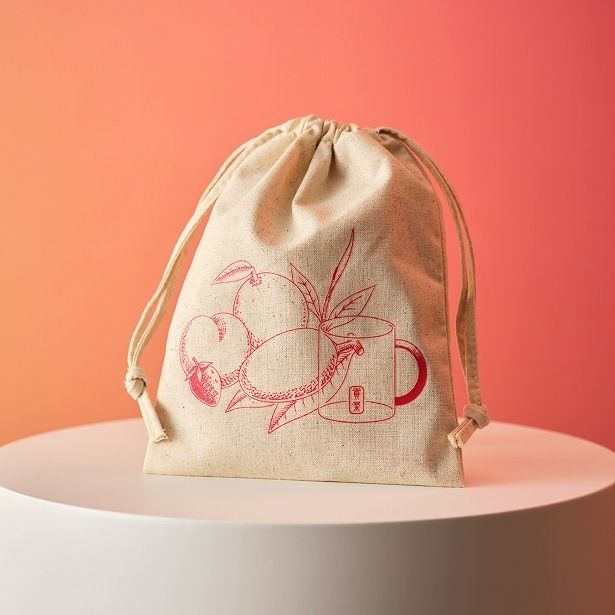 フルーツティーアソートが入ったオリジナル巾着