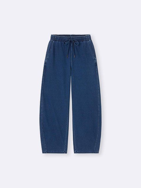 GUのデニムスウェットバレルレッグパンツ