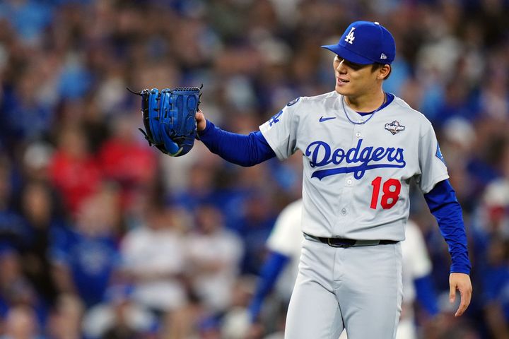 10月25日に行われたワールドシリーズ第2戦での山本投手。