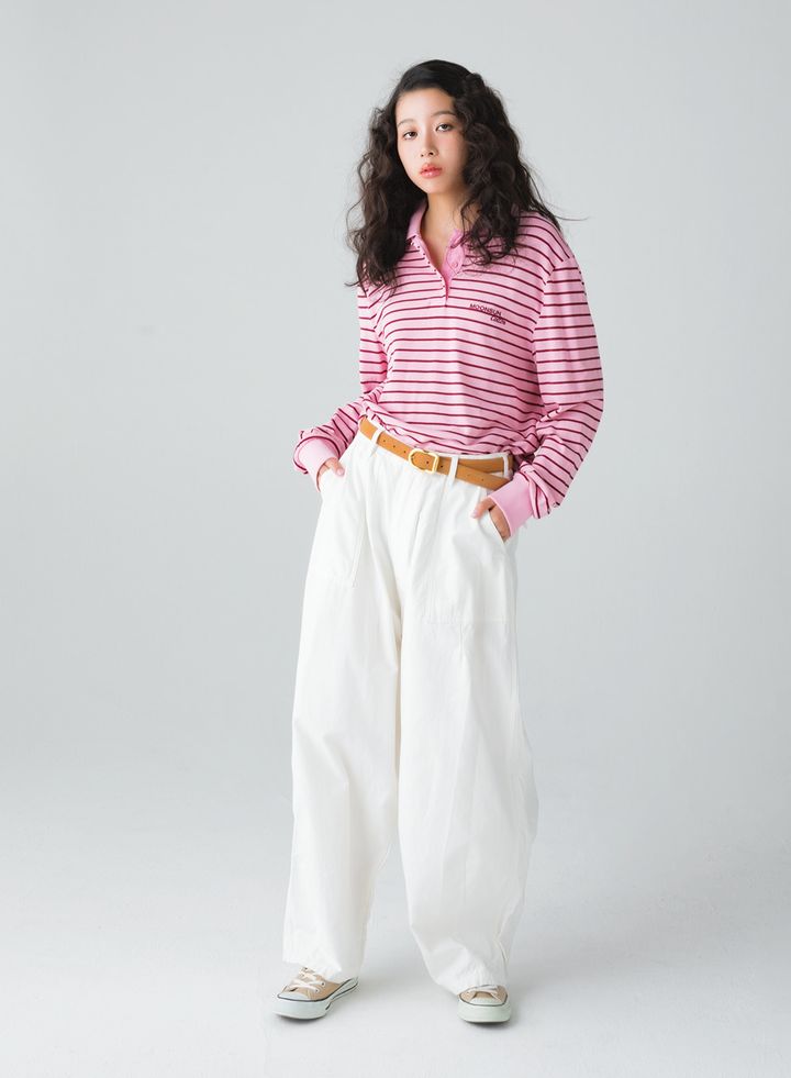 ボーダー柄のポロニット