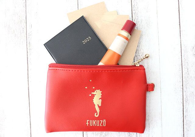 宝島社付録素敵なあの人1月号のフクゾーのストラップつきレザー調ポーチセット7