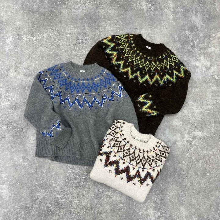 画像: アンゴラMIXノルディックプルオーバー（ブラウン/グレー/アイボリー）各¥6,600 出典：ニコアンド