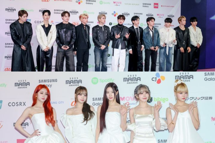 JO1（上）、LE SSERAFIM（下） クランクイン！ width=