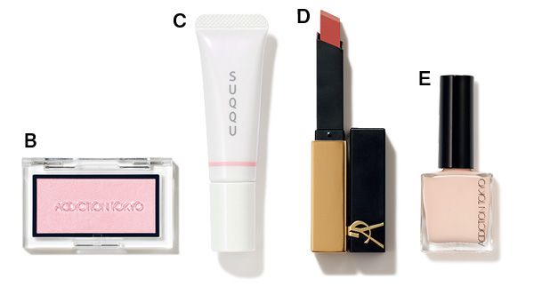 【B】ザ ブラッシュ マット／【C】メイクアップ キット／【D】YSL ザ スリム リップスティック／【E】ザ ネイルポリッシュ +