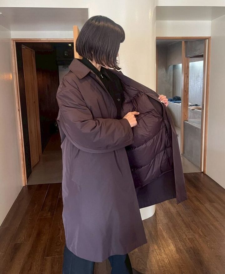 MUJILabo ダウンライナー付き撥水ステンカラーコート ブラウン 