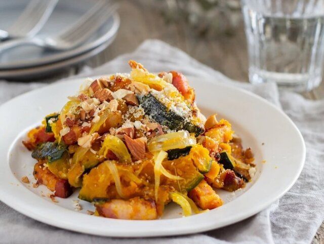 かぼちゃとベーコンの重ね蒸し