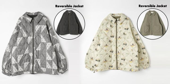 画像: リバーシブルアソート柄キルトジャケット（ブラック/カーキ）各¥10,000（ともにニコアンド）