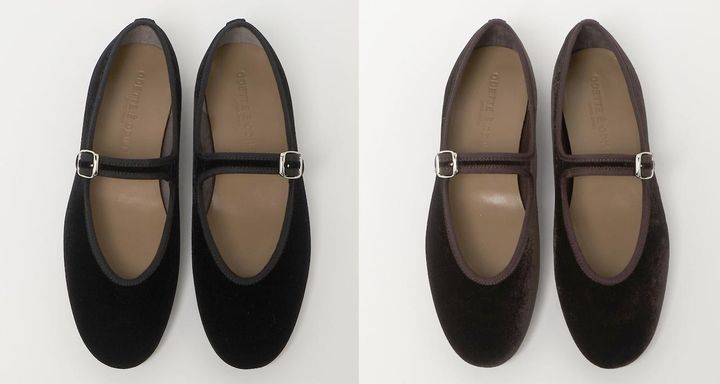 画像: メリージェーンソフト フラット10（ブラック/ダークブラウン）各¥18,700 出典：オデット エ オディール