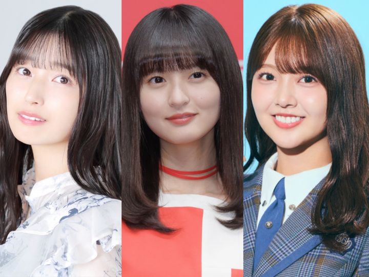 （左から）乃木坂46・五百城茉央、乃木坂46・遠藤さくら、日向坂46・山下葉留花 クランクイン！ width=