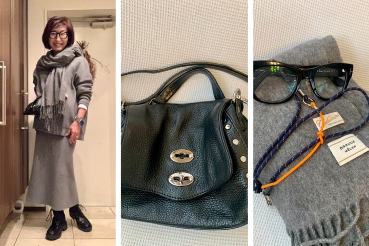 長谷川さん11月ブログ_ニットセットアップ_グレーワントーンコーデ