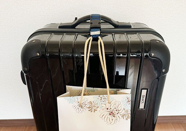 ダイソー スーツケースと手荷物まとめベルト 使用例