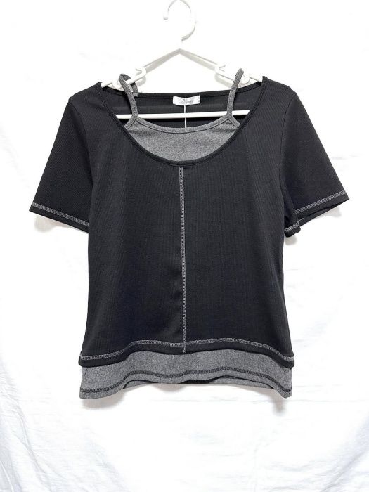 しまむら「テレコレイヤード風Tシャツ」